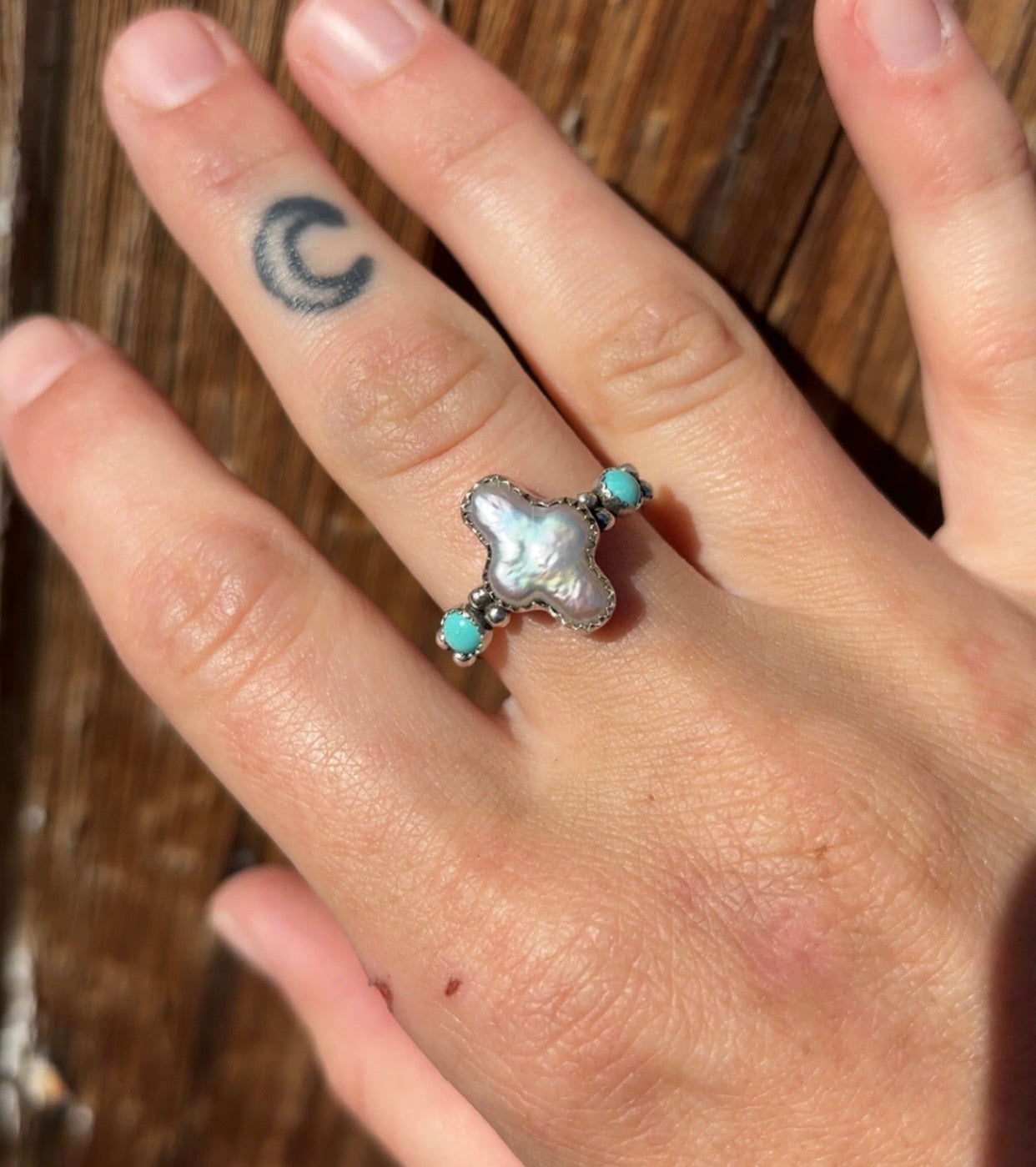 Pearl Cross Ring Size 8