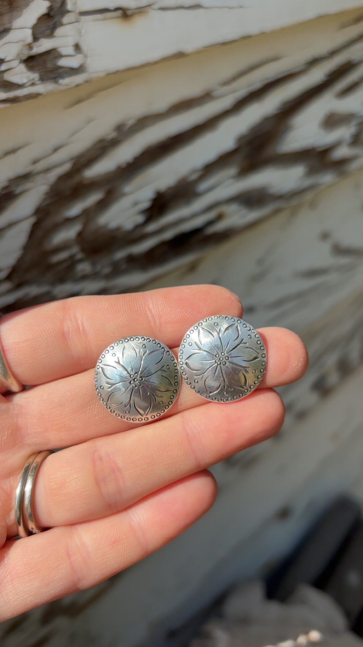Silver Flower Concho Studs