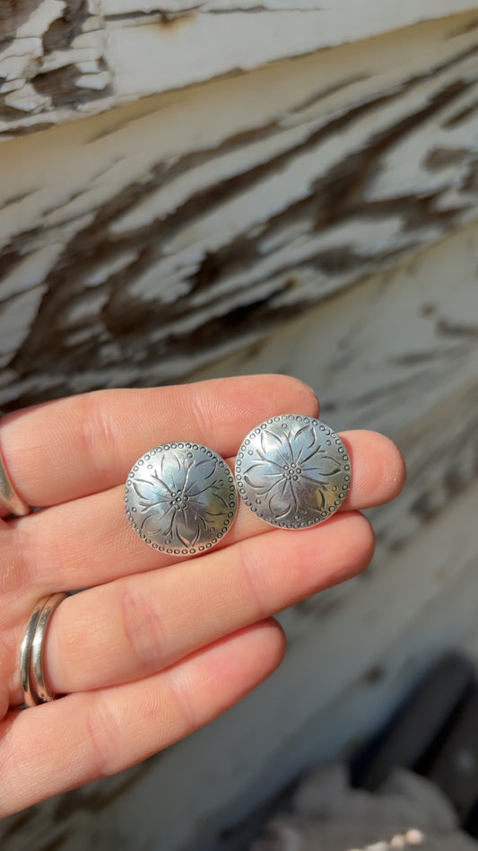 Silver Flower Concho Studs