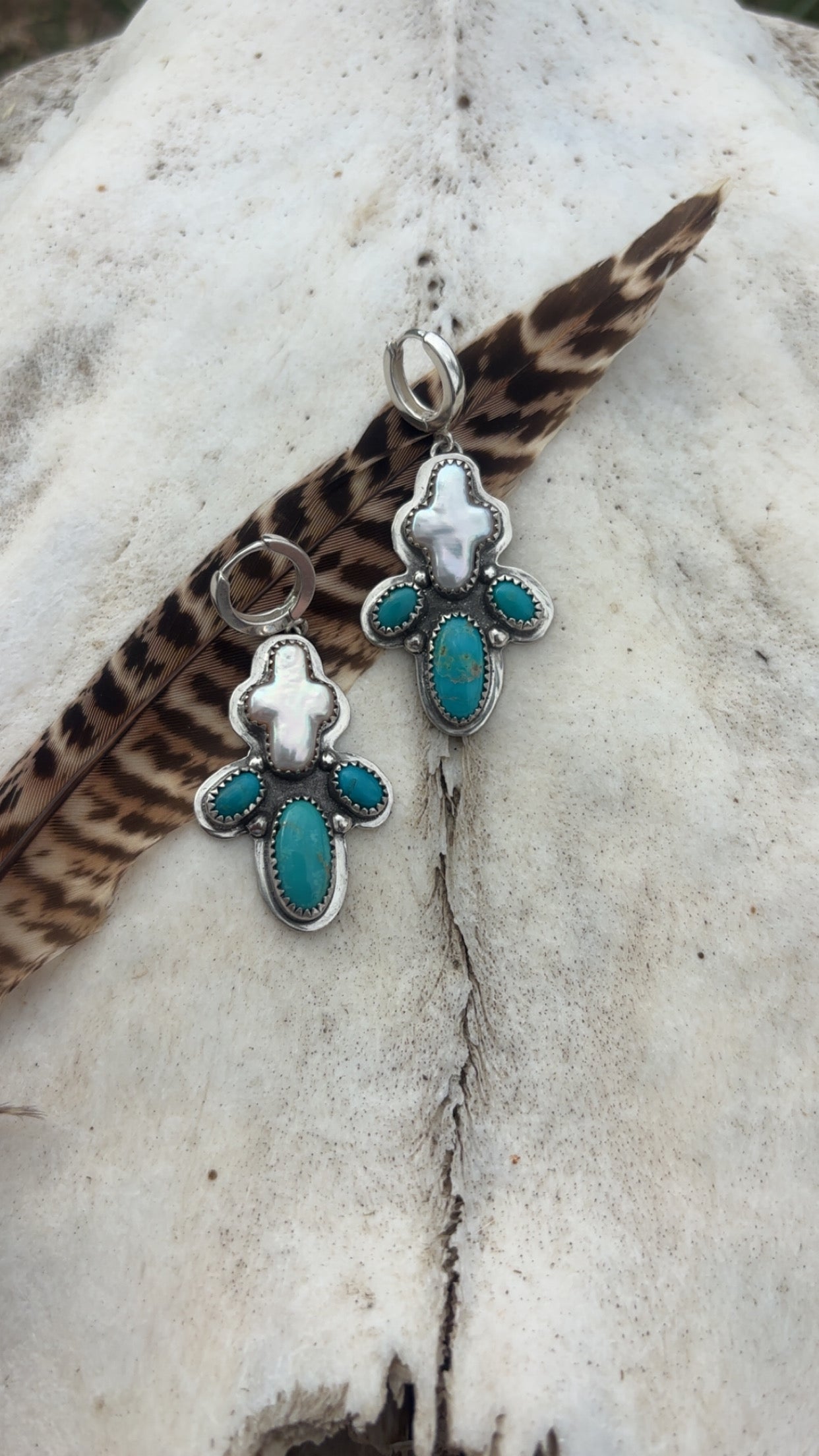 Pearl Cross Huggie Earrings